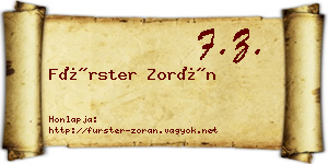 Fürster Zorán névjegykártya